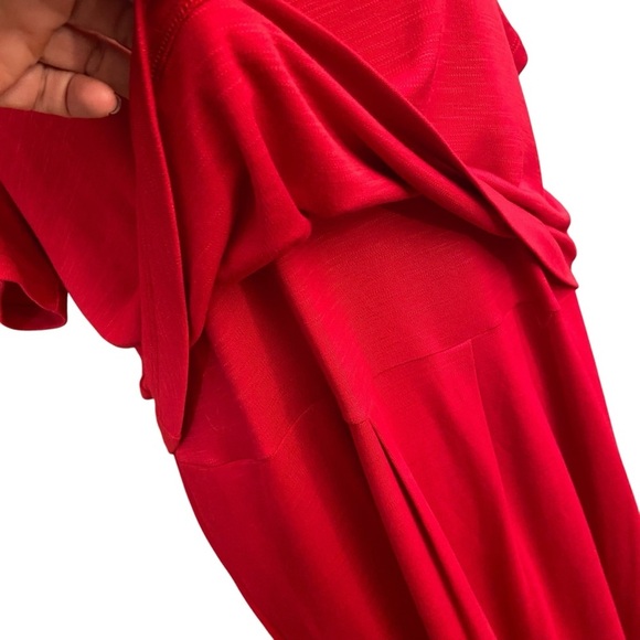 J Jill Sangria Red Slub Knit Layered Dress Size L Buttons Back Pockets Stretch - Picture 7 of 14